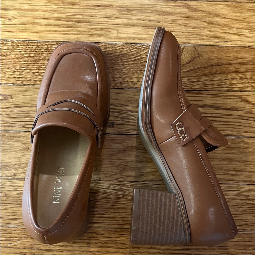 Nine West Women’s Tan Block Heel Loafers